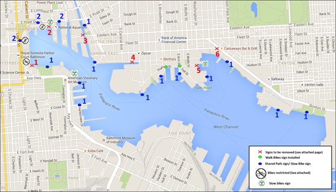 Promenade Bicycle Access Pilot Project map